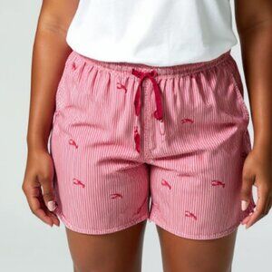 LL BEAN Women's Plus Size 3X Shorts Lobster Print Pink Boxers Novelty Vacation